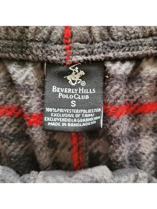 Beverly Hills Polo Club Men’s Small Plaid Fleece Pajama Pants Red Black 30x32 - Picture 2 of 3